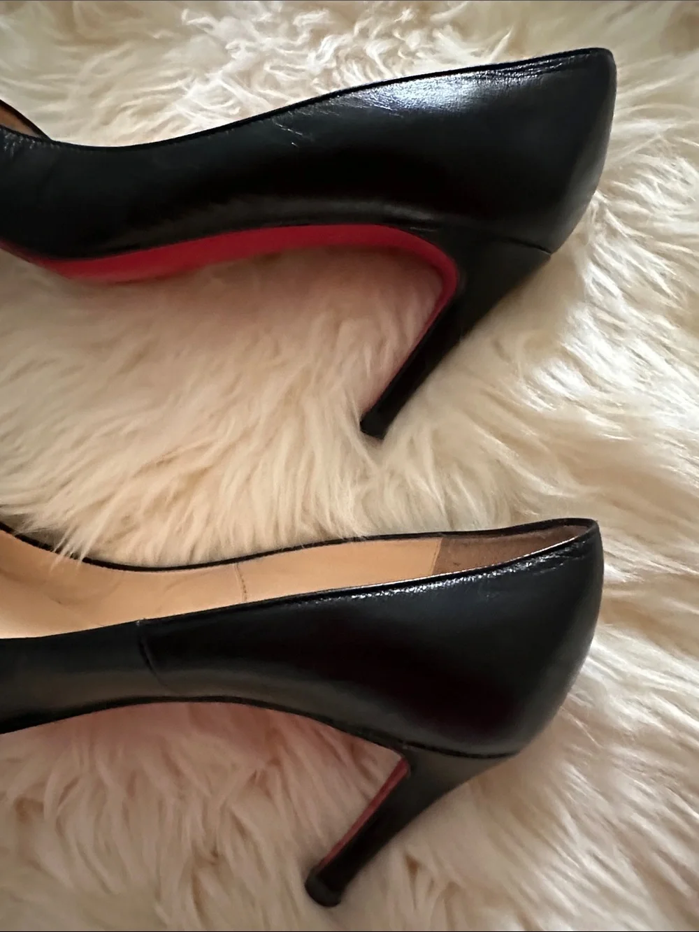 Christian Louboutin Black Leather Pumps with Red Soles